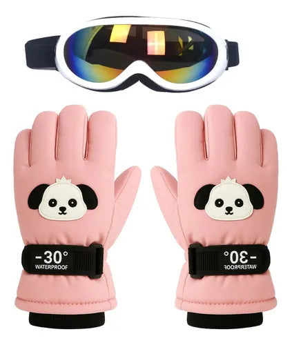 Guantes y Antiparras para Nieve · Talla Infantil 7 a 10 Años