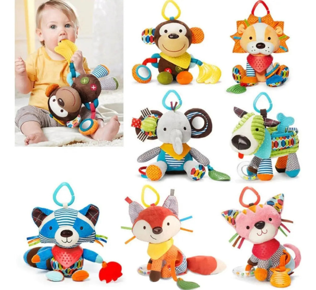 Peluche Sensorial con Sonajero y Mordedor · Varios Diseños