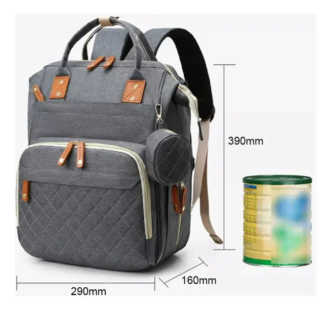 Mochila Pañalera con Monedero, Ganchos y Puerto USB