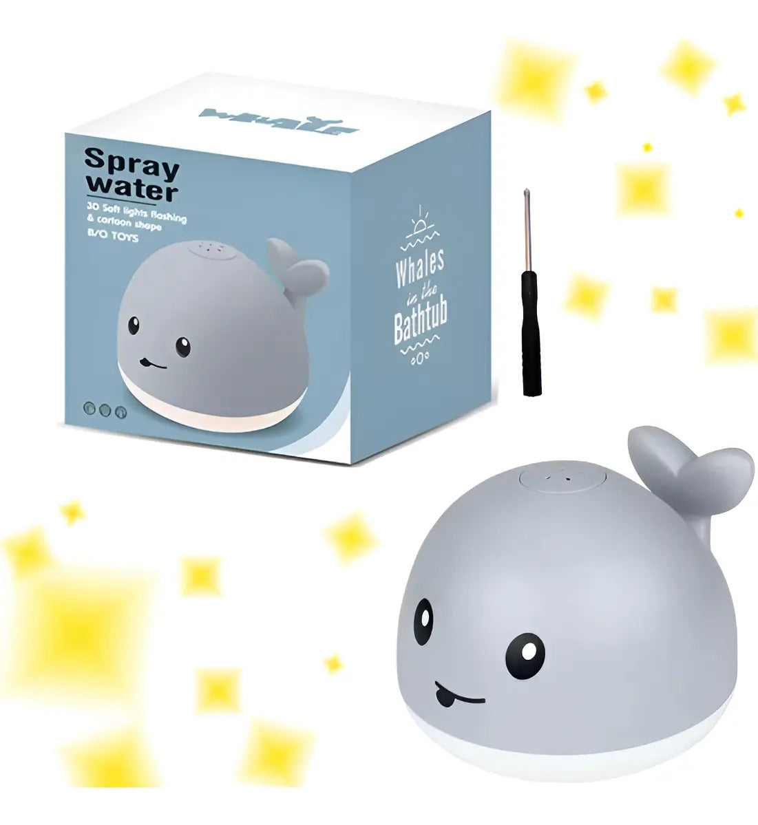 Ballena de Baño Lanzadora de Agua con Luces · Gris
