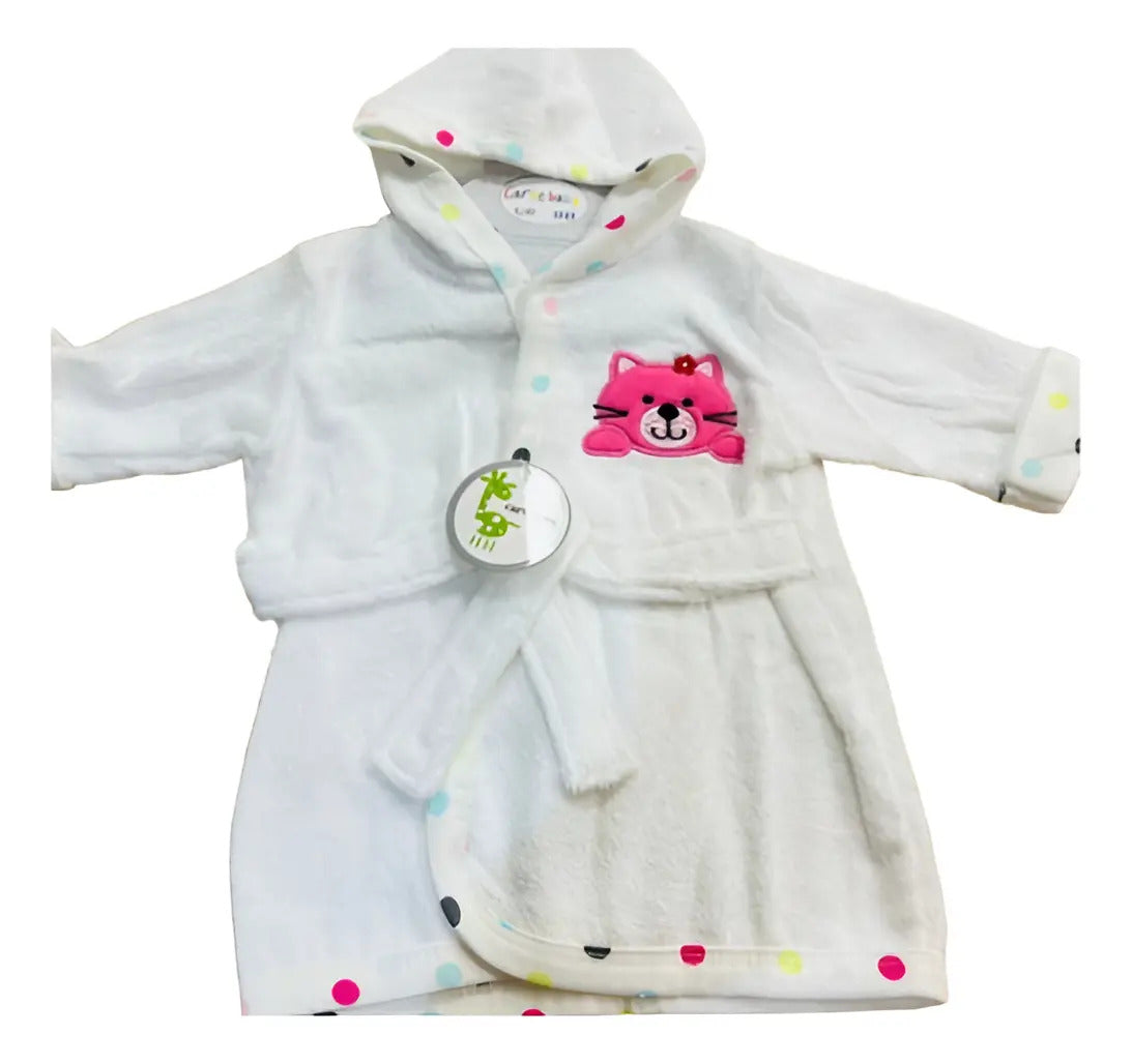 Bata de Baño de Algodón con Capucha · 6 a 18 Meses