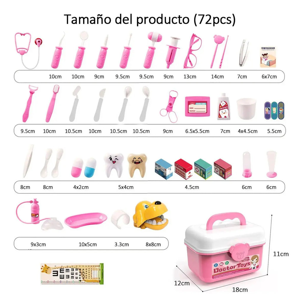 Set de Doctor y Dentista de Juguete · 63 Piezas Rosa