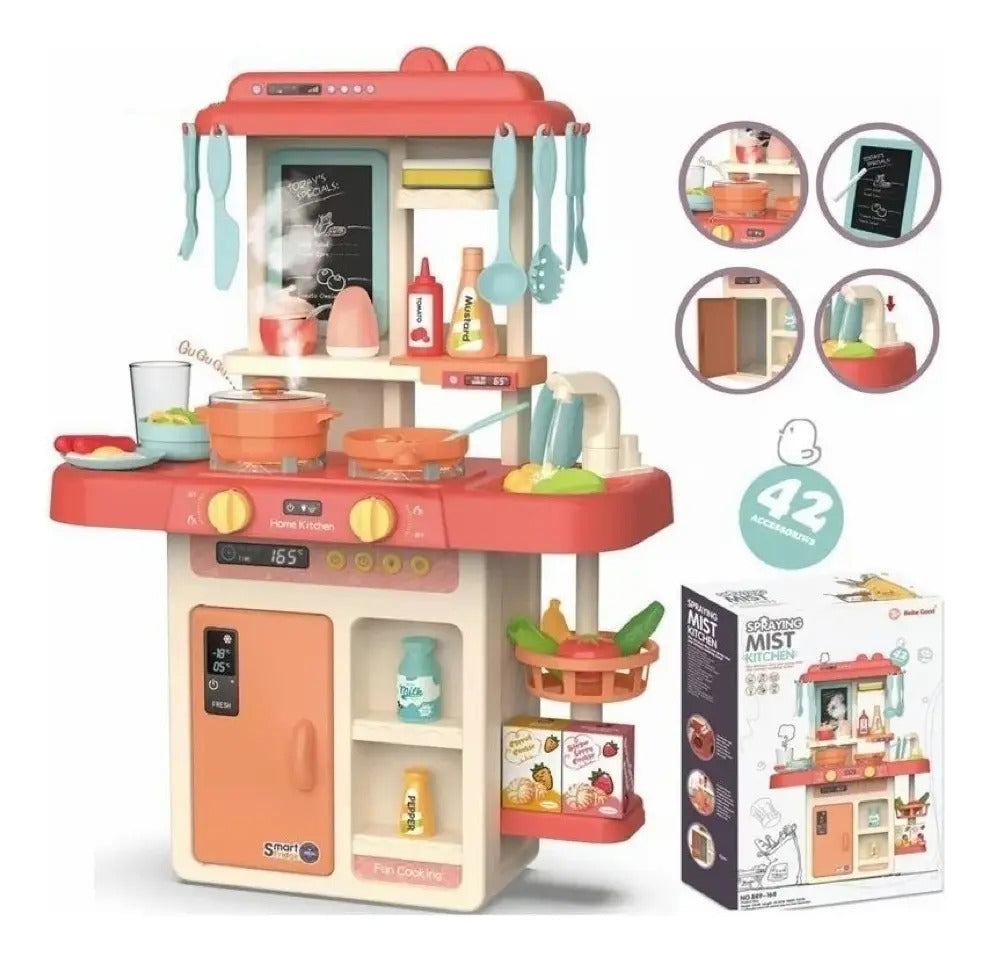 Cocina de Juguete Rosada con Agua y Sonido · 42 Piezas