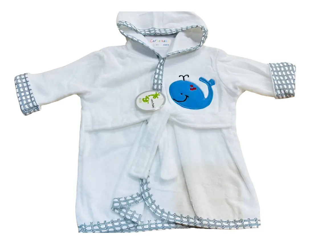 Bata de Baño de Algodón con Capucha · 6 a 18 Meses
