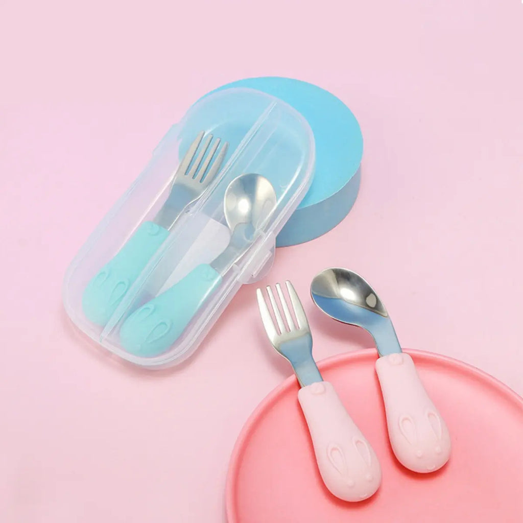 Set de Cuchara y Tenedor Infantil con Estuche