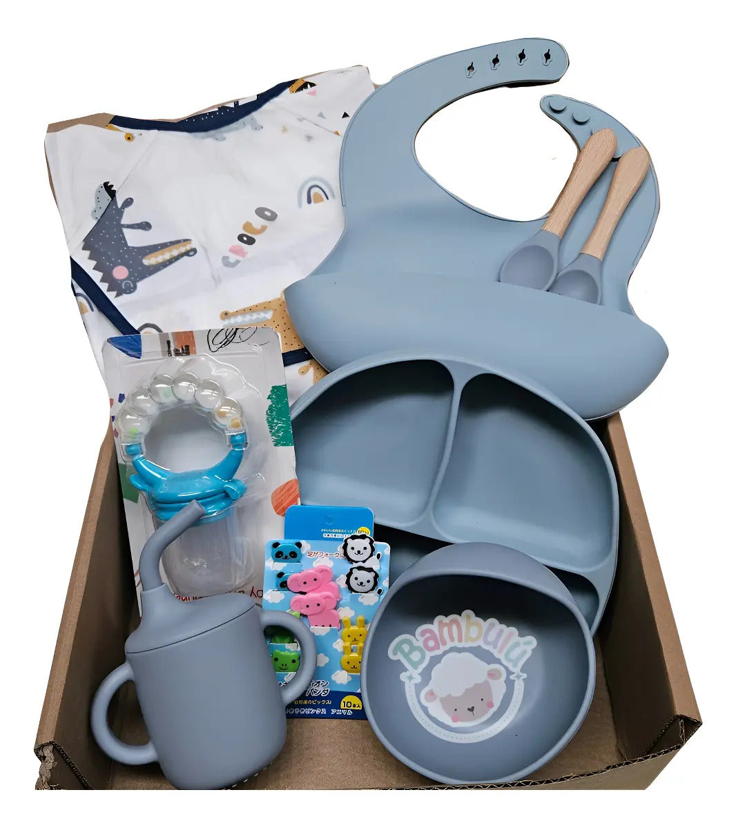 Kit de Alimentación con Babero Estampado y Accesorios
