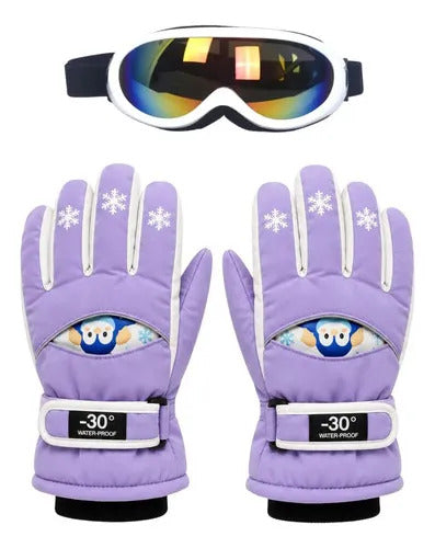Guantes y Antiparras para Nieve · Talla Infantil 7 a 10 Años
