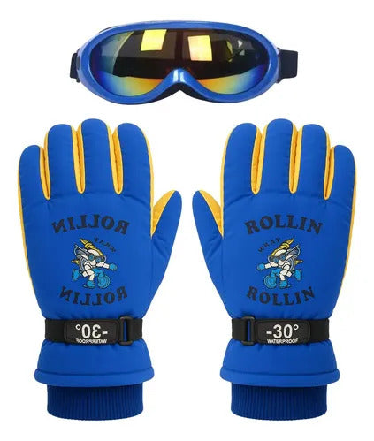 Guantes y Antiparras para Nieve · Talla Infantil 7 a 10 Años