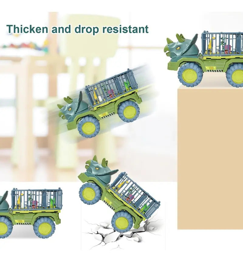 Camión Transportador Triceratops con 3 Dinosaurios