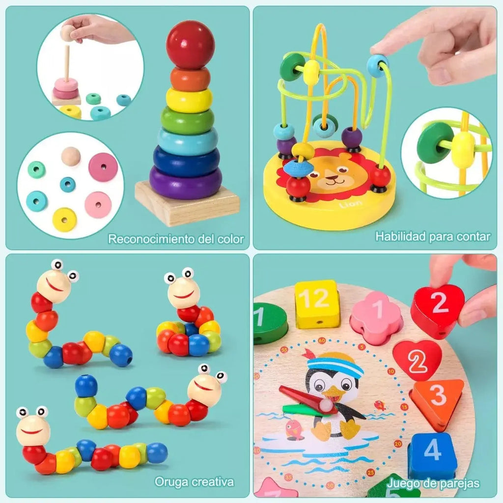 Pack de 6 Juguetes Didácticos de Madera