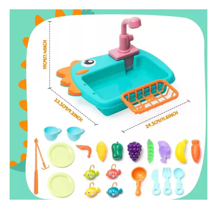 Fregadero de Cocina de Juguete con Grifo y Accesorios