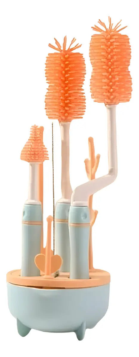 Set de Cepillos de Silicona con Escurridor · 5 Piezas