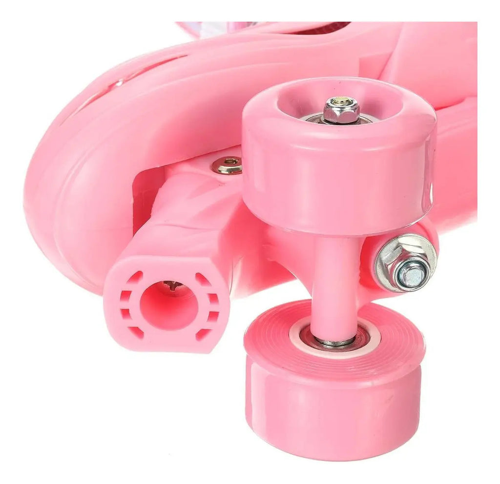 Patines de 4 Ruedas Ajustables Rosados · XS, S y M
