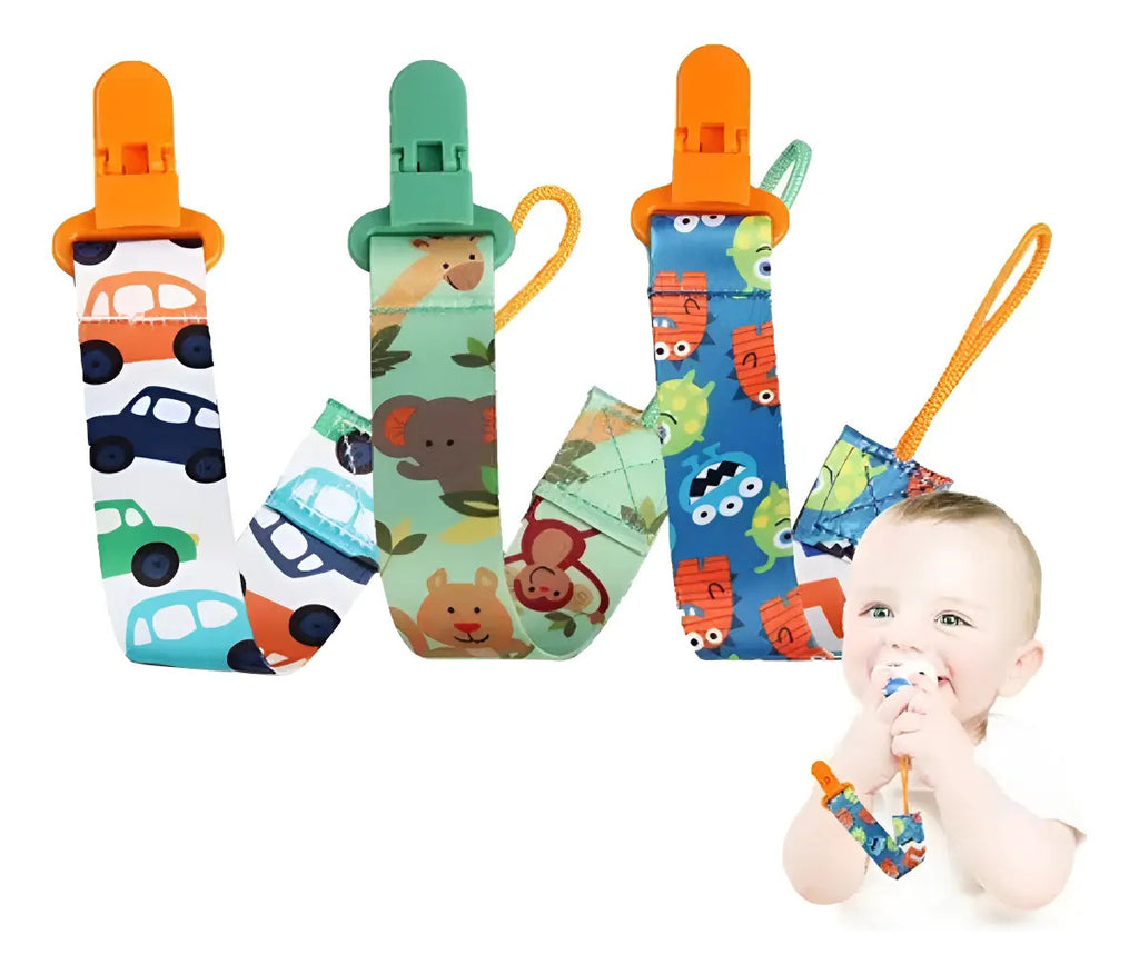 Pack de 3 Sujetadores de Chupete con Clip