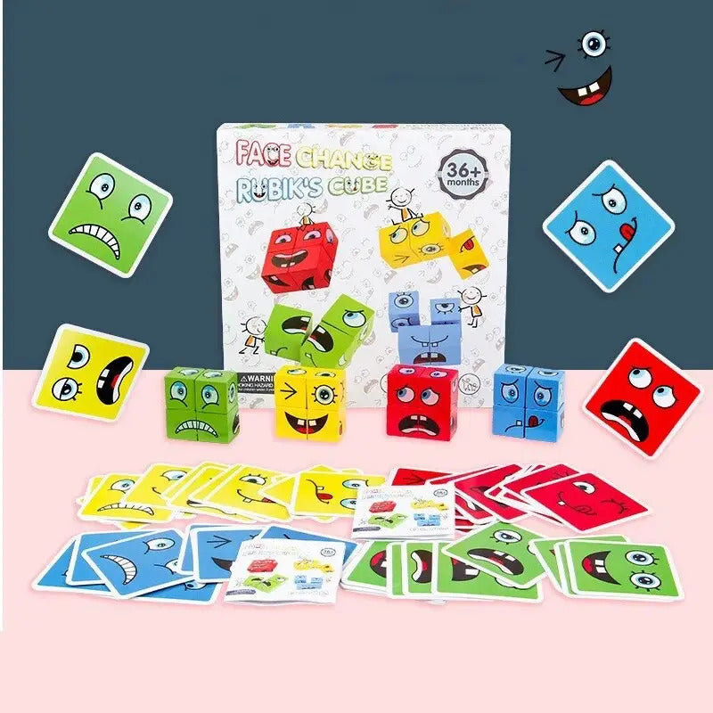 Juego de Expresiones con 12 Bloques de Madera y 50 Tarjetas