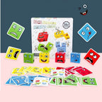 Juego de Expresiones con 12 Bloques de Madera y 50 Tarjetas