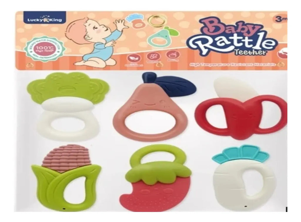 Pack de 6 Mordedores de Silicona de Frutas y Verduras