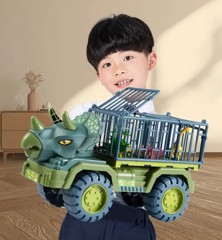 Camión Transportador Triceratops con 3 Dinosaurios