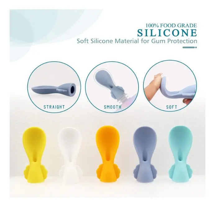 Cuchara de Silicona para Bolsa de Papilla con Estuche