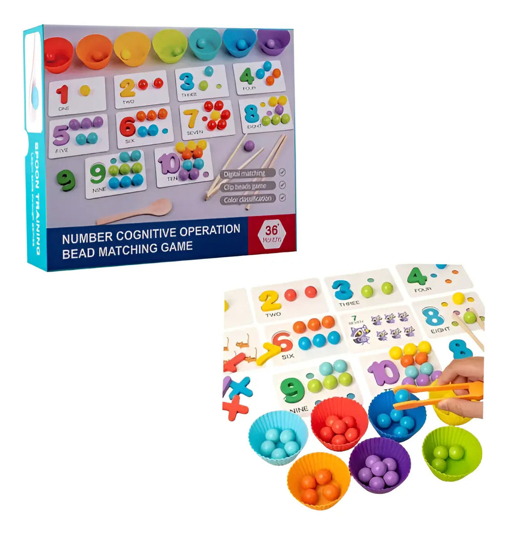 Juego de Conteo con Tarjetas Numéricas y Piezas de Colores