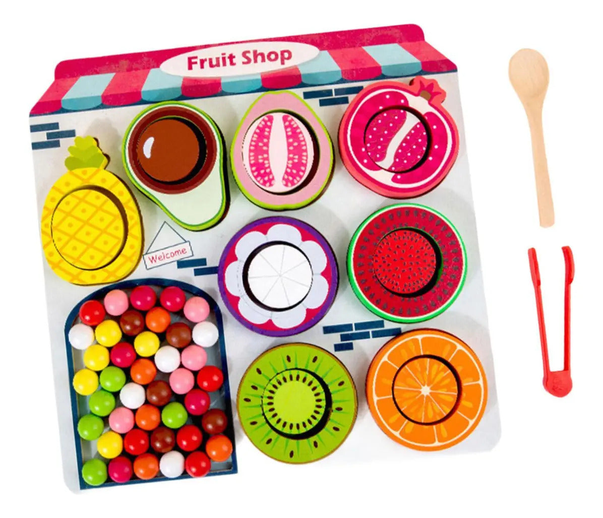 Juego Didáctico de Frutas de Madera