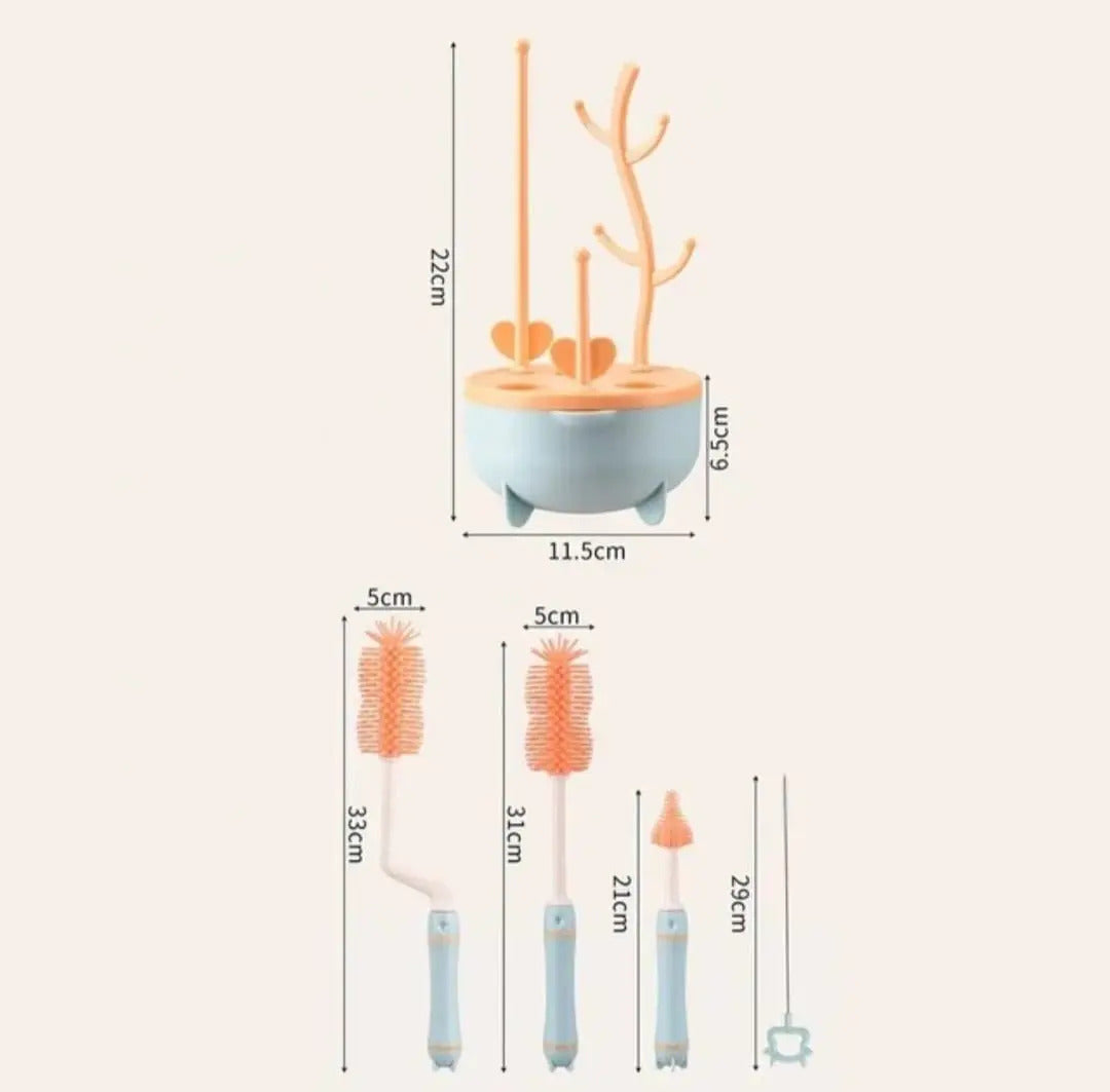 Set de Cepillos de Silicona con Escurridor · 5 Piezas