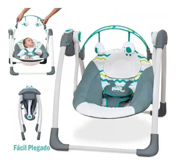 Silla Mecedora Plegable para Bebé con Asiento Reclinable