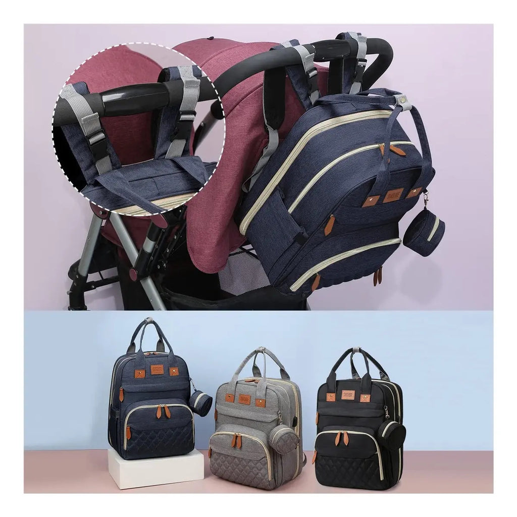 Mochila Pañalera con Mudador Desplegable y Puerto USB