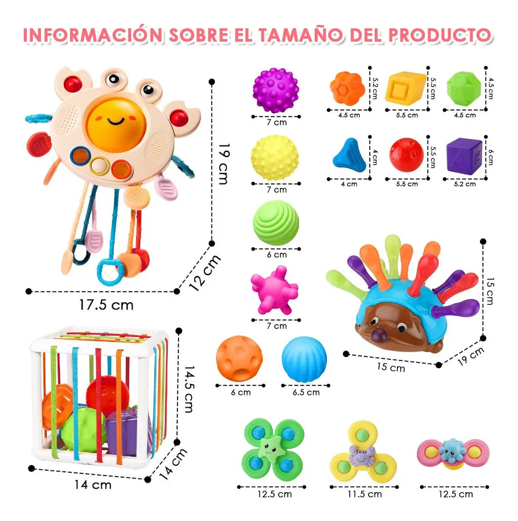 Set de Estimulación para Bebé · 5 Tipos de Juguetes