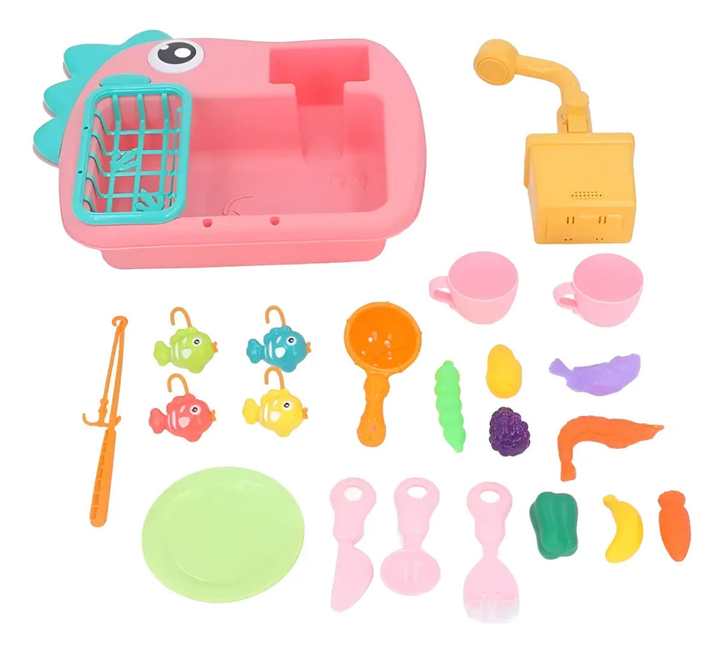 Fregadero de Cocina de Juguete con Grifo y Accesorios
