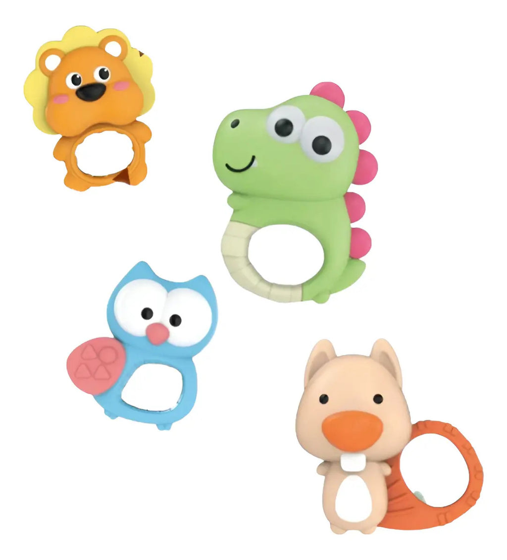 Set de 4 Sonajeros y Mordedores de Animalitos