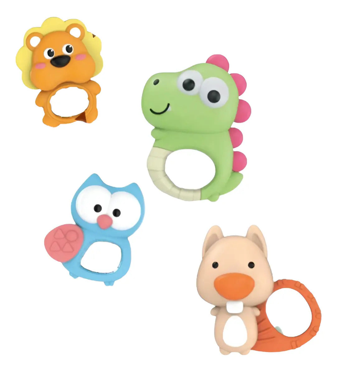 Set de 4 Sonajeros y Mordedores de Animalitos