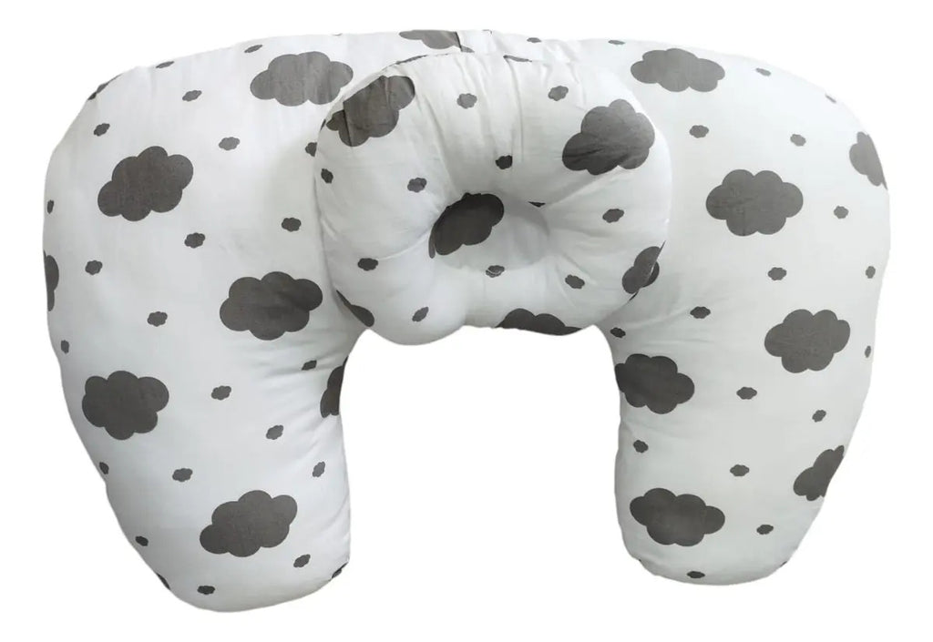 Cojín de Lactancia Blanco con Diseño Geométrico · 55 × 36 cm