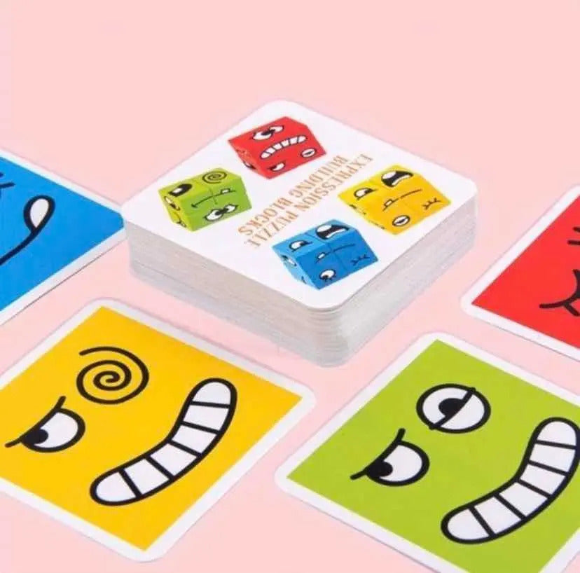 Juego de Expresiones con 12 Bloques de Madera y 50 Tarjetas