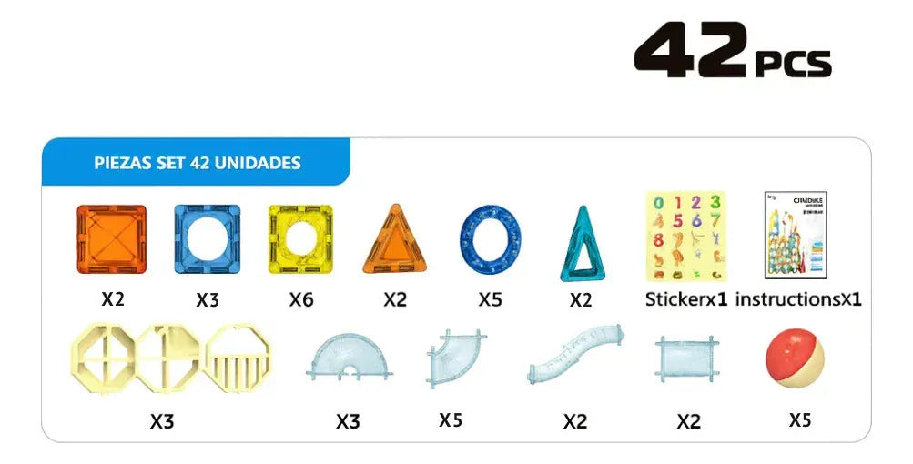 Bloques Magnéticos de Construcción · 42 Piezas