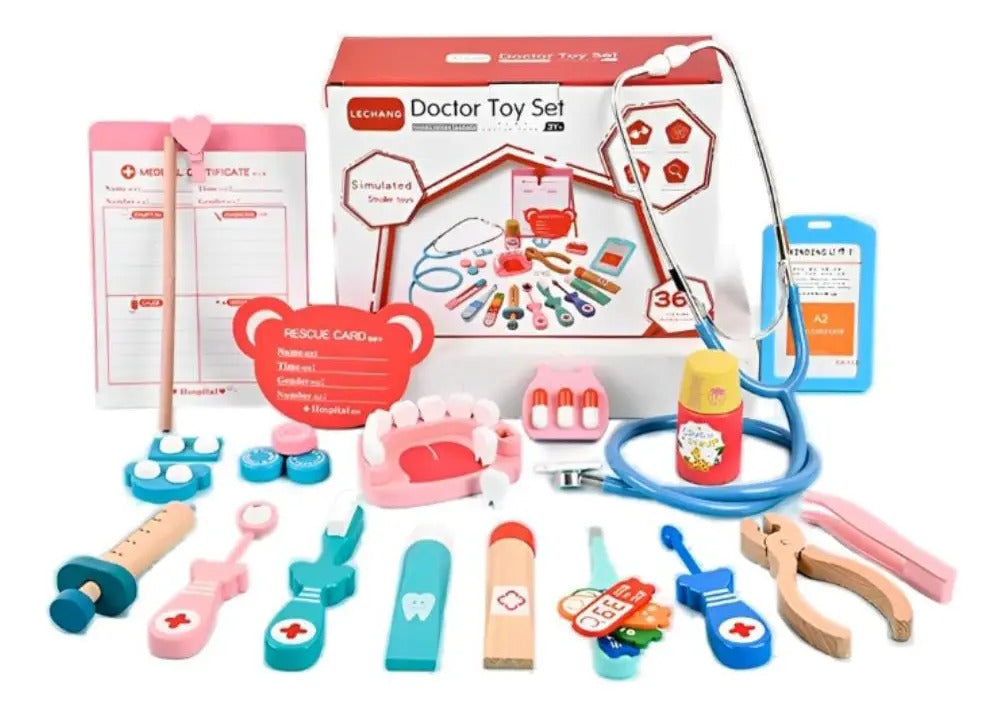 Set de Doctor y Dentista de Madera · 20 Piezas