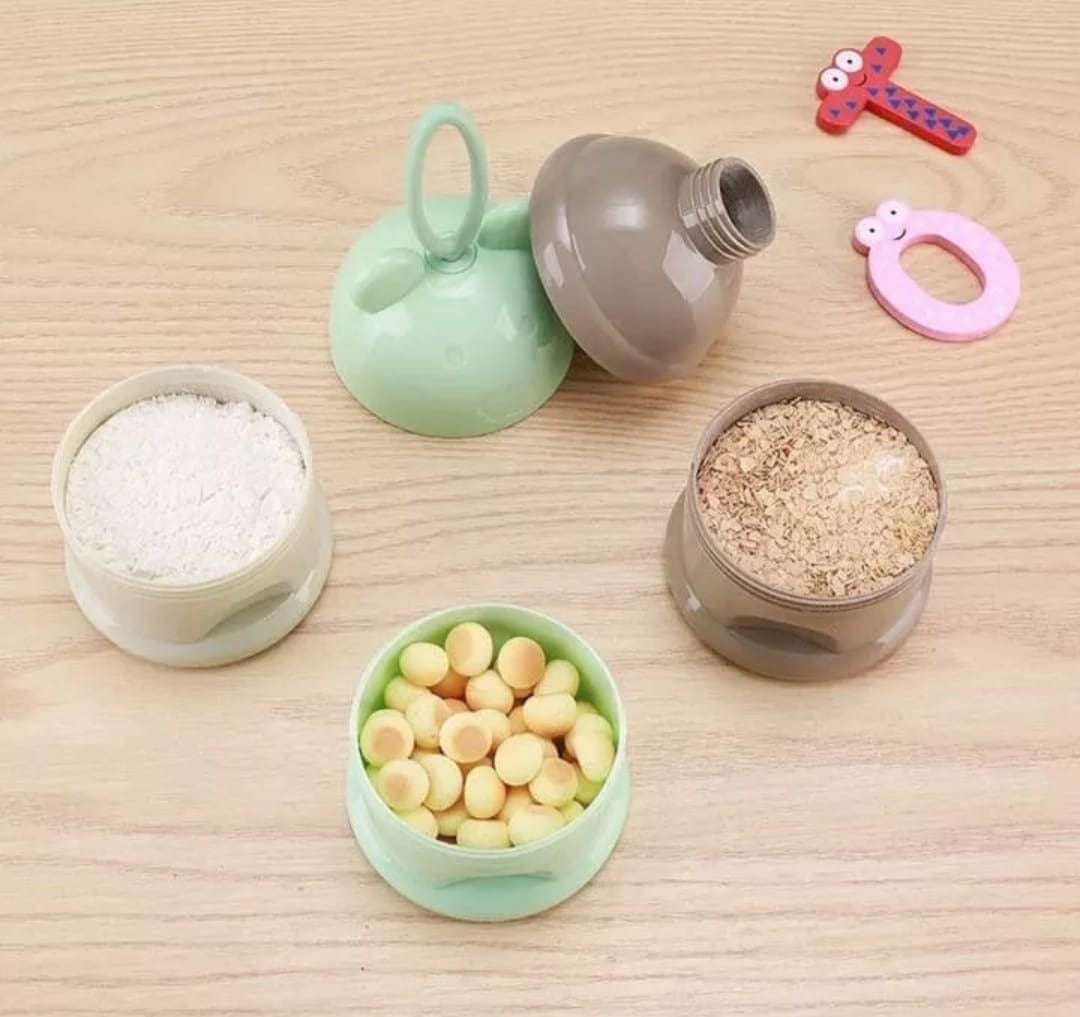 Dispensador Portátil de Leche y Snacks · 3 Niveles