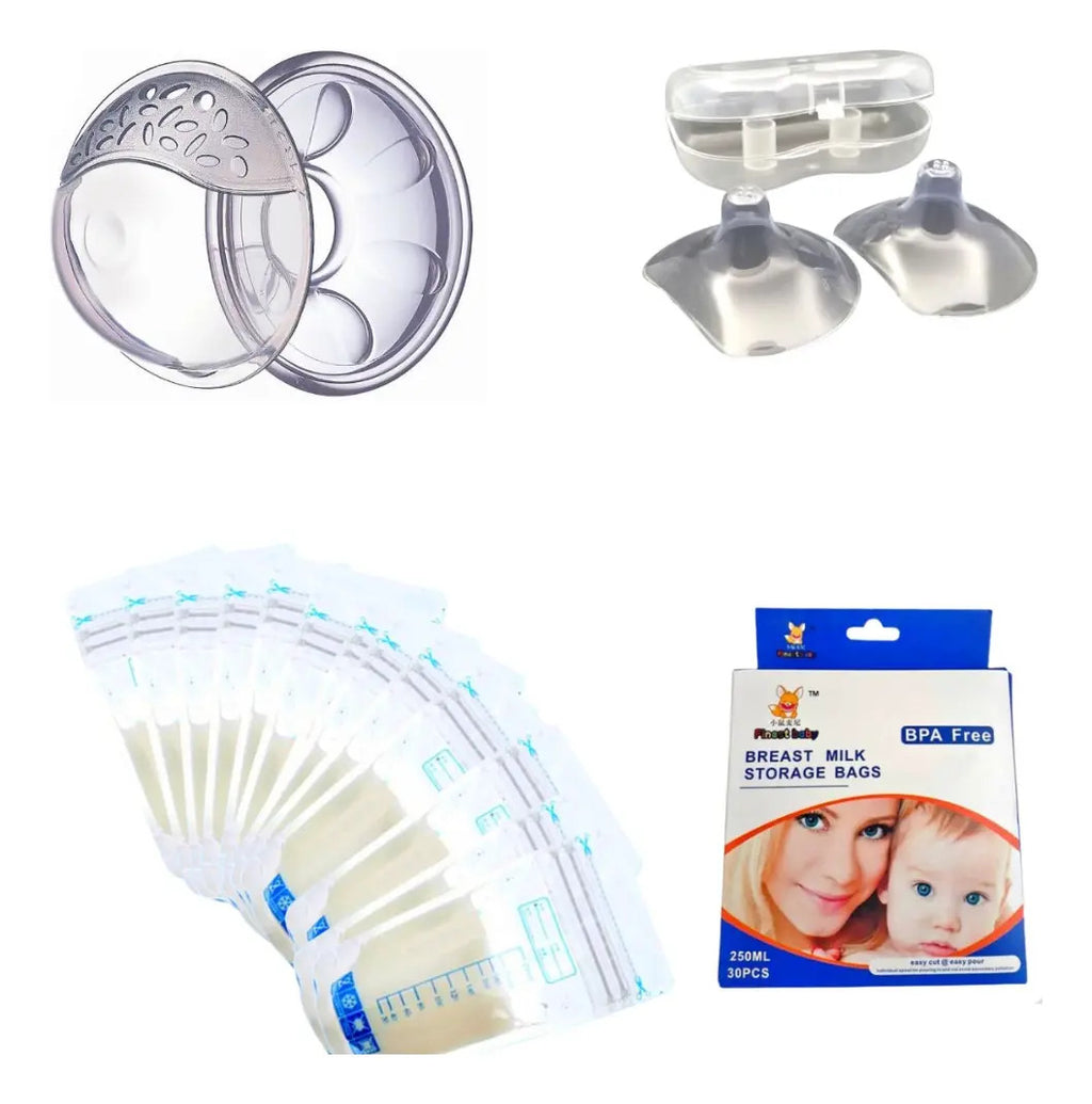 Set de Amapolas, 30 Bolsas para Leche y Par de Pezoneras