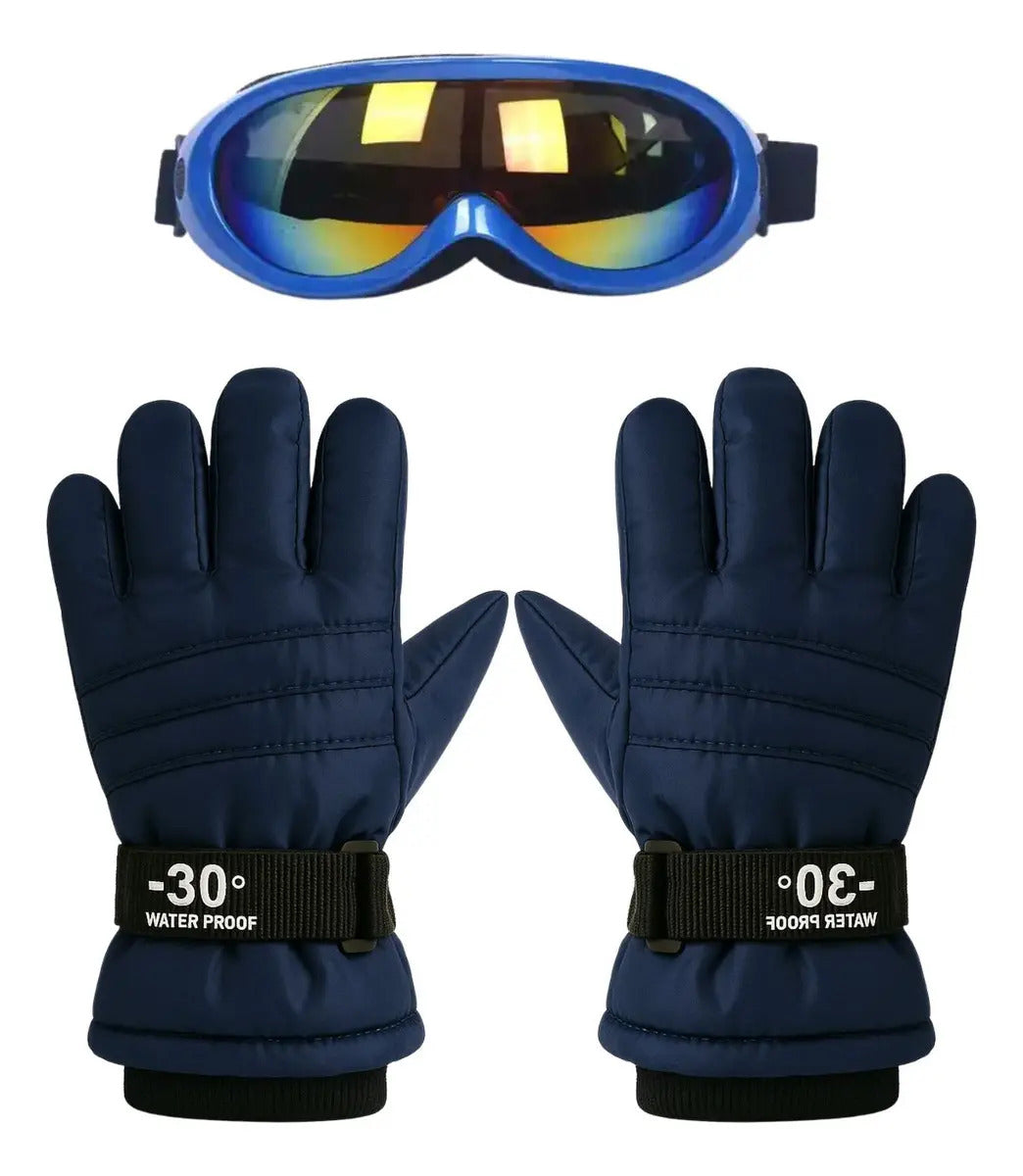 Guantes y Antiparras para Nieve · Talla Infantil 4 a 6 Años