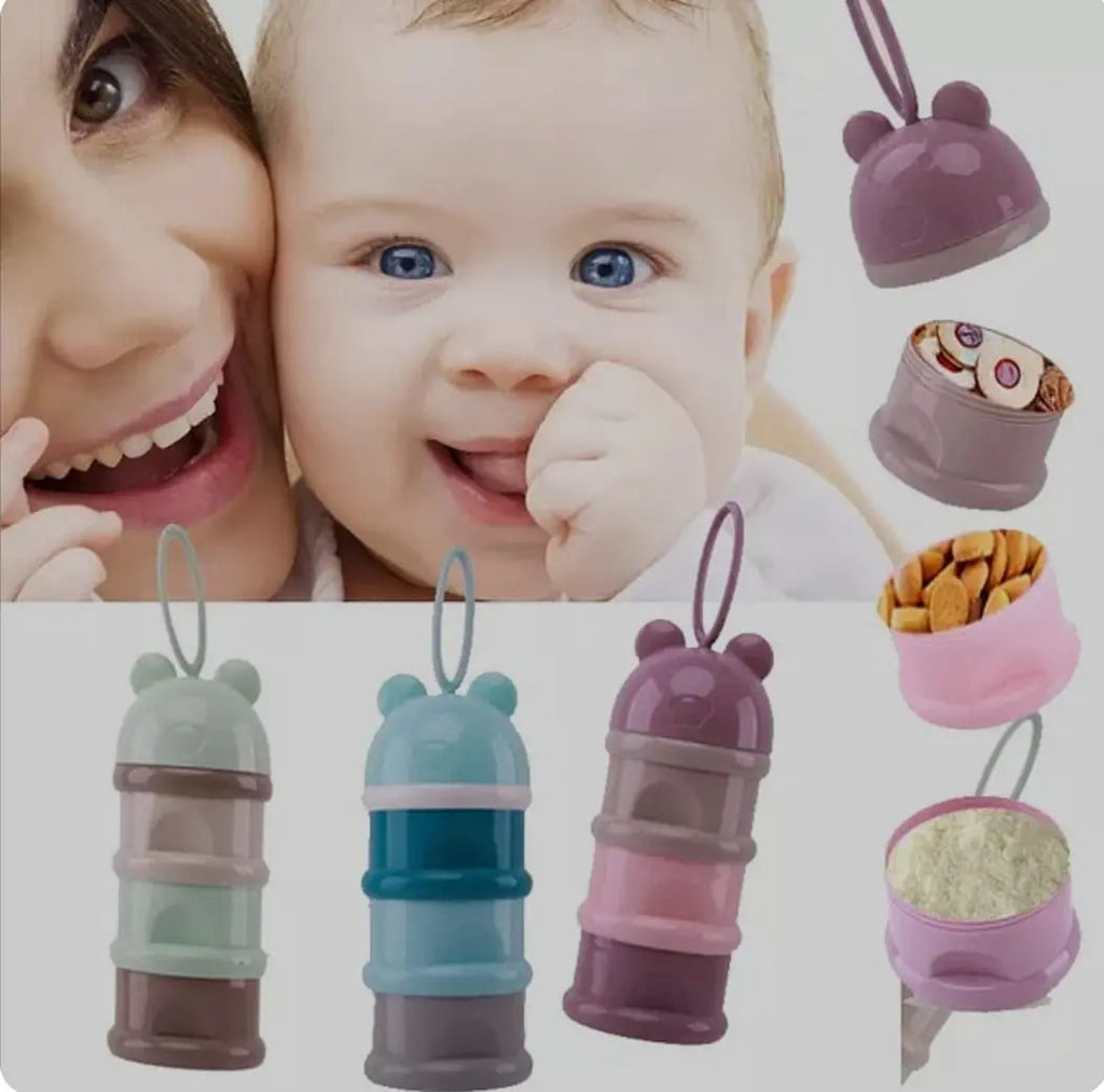Dispensador Portátil de Leche y Snacks · 3 Niveles