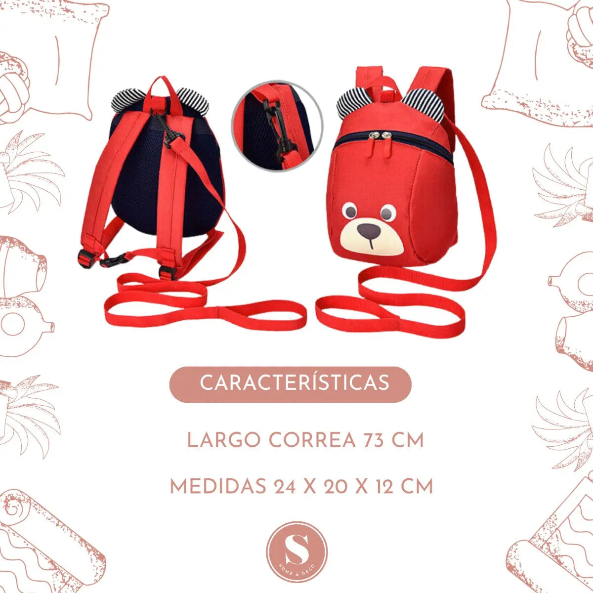 Mochila Infantil con Correa de Acompañamiento · 24 cm