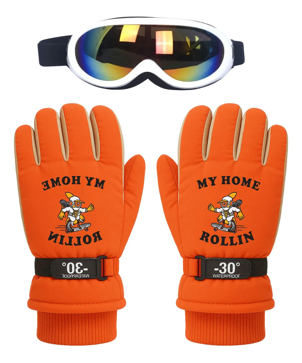 Guantes y Antiparras para Nieve · Talla Infantil 7 a 10 Años