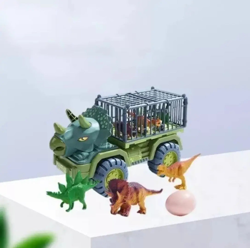 Camión Transportador Triceratops con 3 Dinosaurios