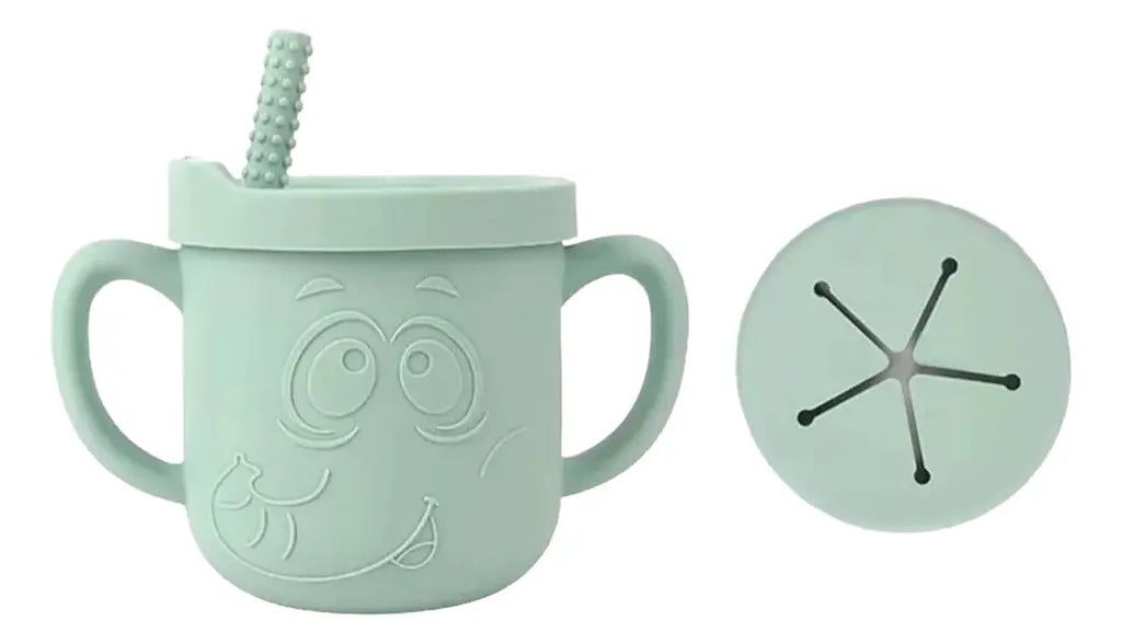 Vaso de Silicona de 250 ml con Bombilla y Tapa para Snack