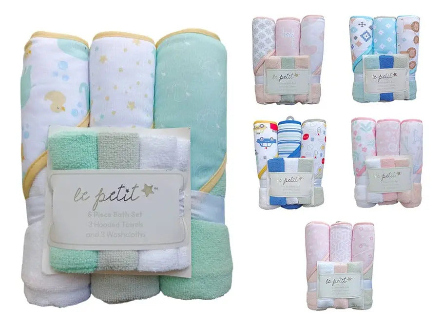 Pack de 3 Toallas de Baño y 3 Toallas Tuto para Bebé