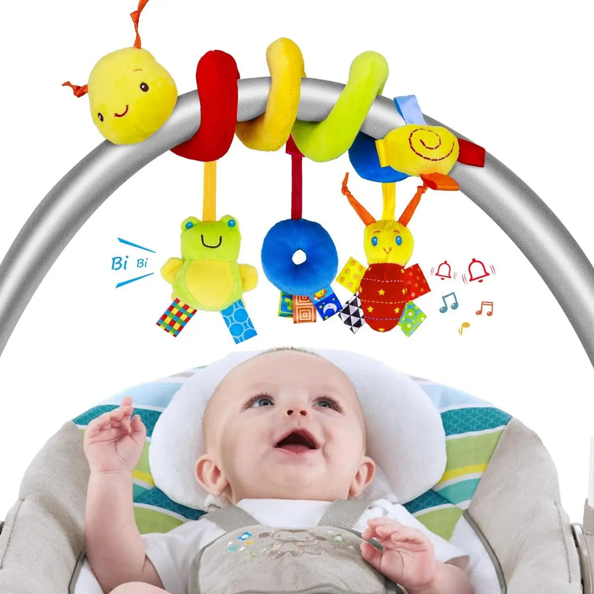 Gusano de Peluche Colgante con Sonajero para Bebé