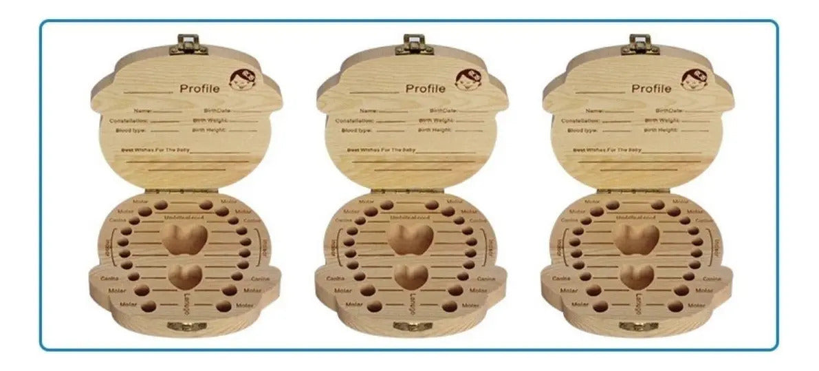 Caja de Madera para Guardar Dientes de Recuerdo