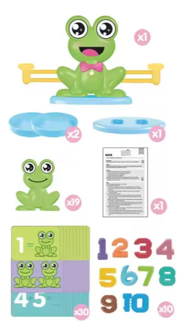 Balanza Matemática de Ranitas con 30 Tarjetas