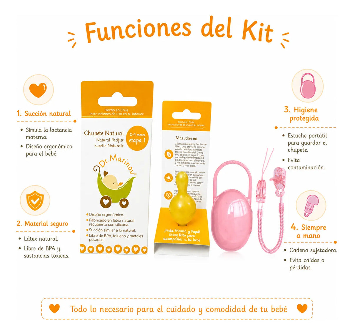 Kit Dr. Marinov: Chupete, Portachupete y Caja · Por Etapa