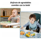 Kit de Alimentación con Plato Dividido, Babero y Vaso
